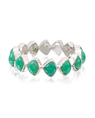 Chrysoprase Open-Close Bangle in Sterling Silver