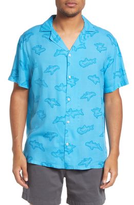 Chubbies Island Print Short Sleeve Button-Up Camp Shirt in The Prey At Bay