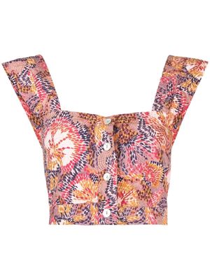 Chufy abstract-print cotton cropped top - Pink