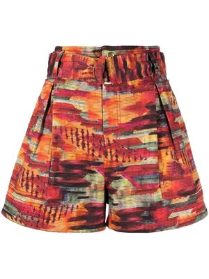 Chufy abstract-print high-waisted shorts - Red