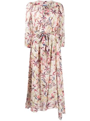 Chufy belted floral-print dress - White