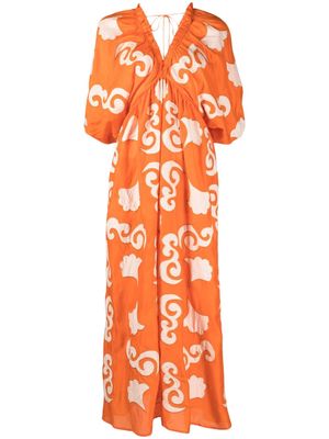 Chufy embroidered raglan-sleeve dress - Orange
