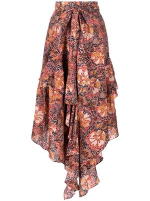 Chufy floral-print asymmetric midi skirt - Multicolour