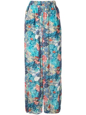 Chufy floral-printed trousers - Blue
