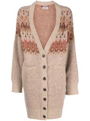 Chufy intarsia-knit longline cardigan - Brown