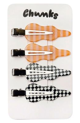 Chunks Assorted 4-Pack Hair Clips in Stripe And Glitch