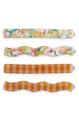 Chunks Line Slides Set of 4 Hair Clips in Jawbreaker And Orange Stripe