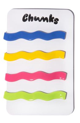 Chunks Shannons Waves Assorted 4-Pack Slide Barrettes in Green Multi