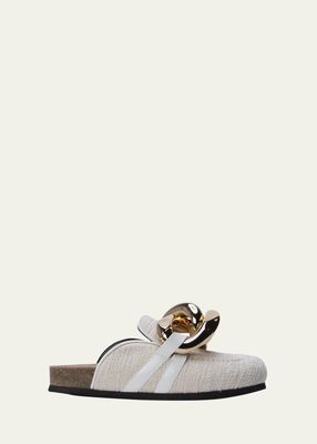 Chunky Chain Cotton Loafer Mules