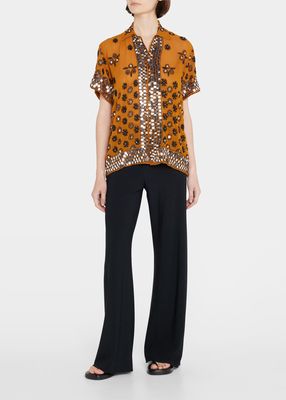 Chunney Mirror Embroidered Button-Down Shirt