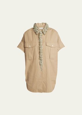 Ciaras Embellished Short-Sleeve Safari Shirt