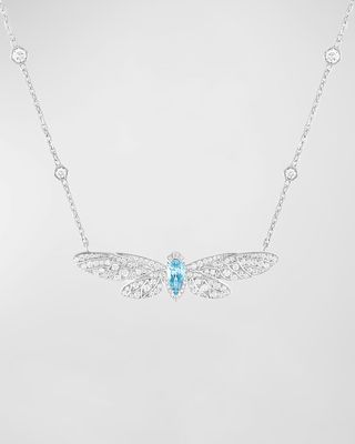 Cicada White Gold Diamond & Aquamarine Pendant Necklace