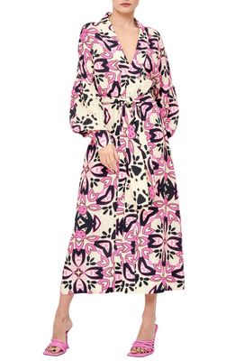 CIEBON Alexadria Floral Print Long Sleeve Dress in Pink Multi