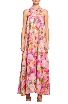 CIEBON Chaka Floral Sequin Maxi Dress in Pink Multi