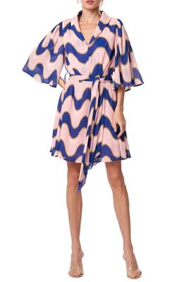 CIEBON Juni Wave Print Dress in Pink/Blue