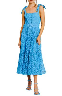 CIEBON Rachel Embroidered Belted Dress in Blue