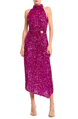 CIEBON Signy Sequin Asymmetric Gown in Hot Pink