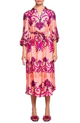 CIEBON Ulla Print Midi Dress in Pink Multi