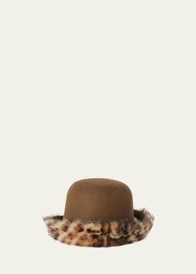 Ciel Leopard Cashmere Felt Bucket Hat