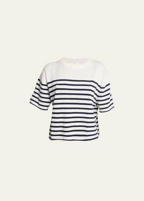 Cila Cashmere Striped Short-Sleeve T-Shirt
