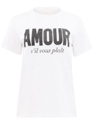 Cinq A Sept Amour rhinestone-embellished cotton T-shirt - White