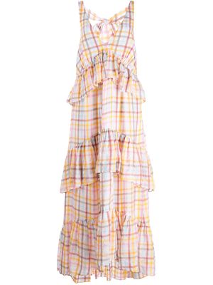 Cinq A Sept Astor tiered plaid-print midi dress - Multicolour