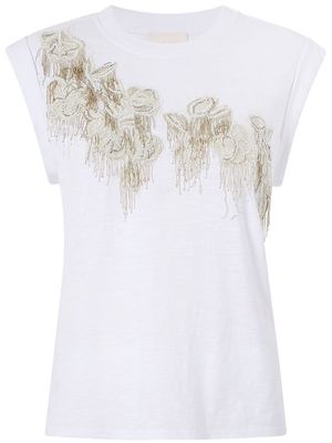 Cinq A Sept Bella floral appliqué sleeveless T-shirt - White