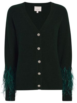 Cinq A Sept Briana feather-detail cardigan - Green