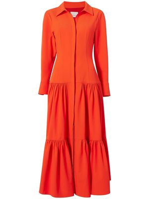 Cinq A Sept button-up long sleeve tiered dress - Orange