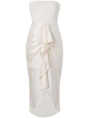 Cinq A Sept cascading ruffle detail satin-finish dress - White