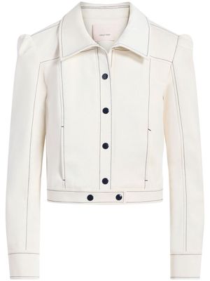 Cinq A Sept Ciara faux-leather contrast-stitch jacket - White