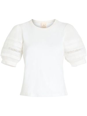 Cinq A Sept Corianna ruffle-detail cotton T-shirt - White