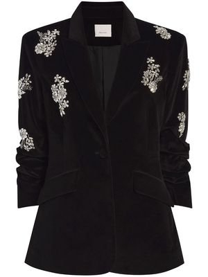 Cinq A Sept crystal-embellished velvet blazer - Black
