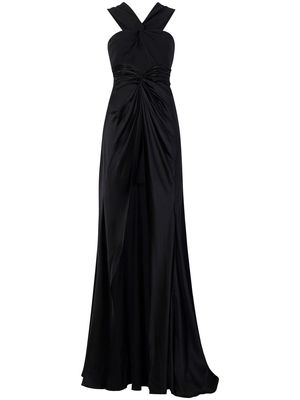 Cinq A Sept draped-detailing flared gown - Black