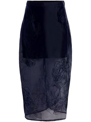 Cinq A Sept Etta semi-sheer pencil skirt - Blue