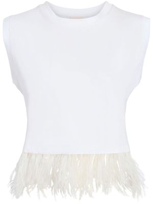 Cinq A Sept feather-trim tank top - White