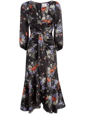 Cinq A Sept floral-print V-neck dress - Black