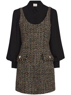 Cinq A Sept Florianna long-sleeve tweed dress - Black
