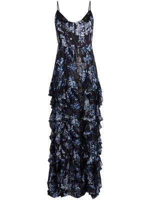 Cinq A Sept Glenda floral-print ruffled gown - Black