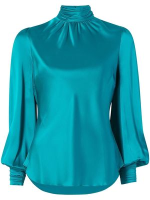 Cinq A Sept Jem high-neck long-sleeve silk blouse - Blue