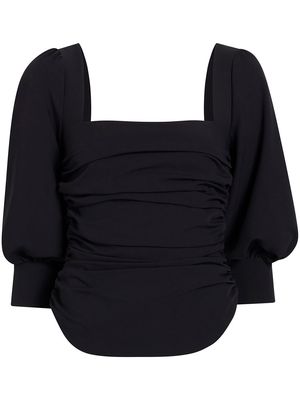 Cinq A Sept Karol ruched square-neck top - Black