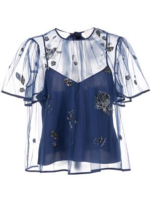 Cinq A Sept Karson sheer embellished blouse - Blue