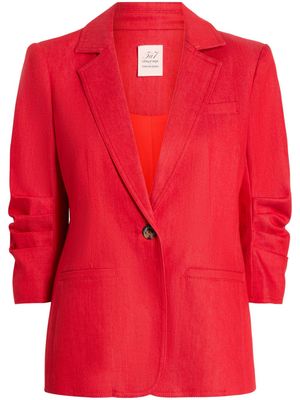 Cinq A Sept Khloe ruched-sleeve denim blazer - Red