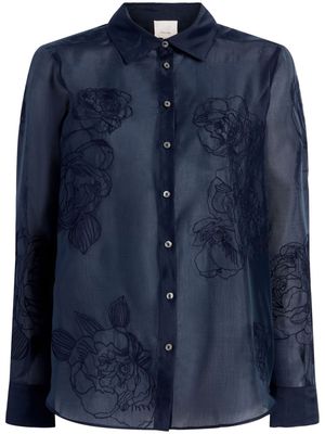 Cinq A Sept Luna floral-embroidered shirt - Blue