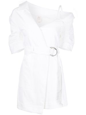 Cinq A Sept off-shoulder belted shirtdress - White