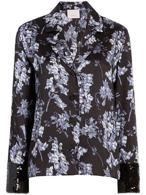 Cinq A Sept Phoebe floral-print sequinned shirt - Black