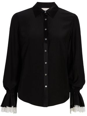Cinq A Sept Roxi lace-trim silk shirt - Black