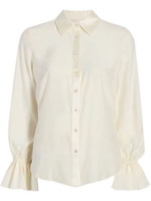 Cinq A Sept Roxie lace-trim silk shirt - Neutrals