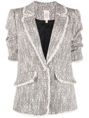 Cinq A Sept ruched-sleeve woven blazer - White