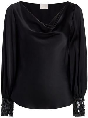 Cinq A Sept sequin-embellished silk blouse - Black